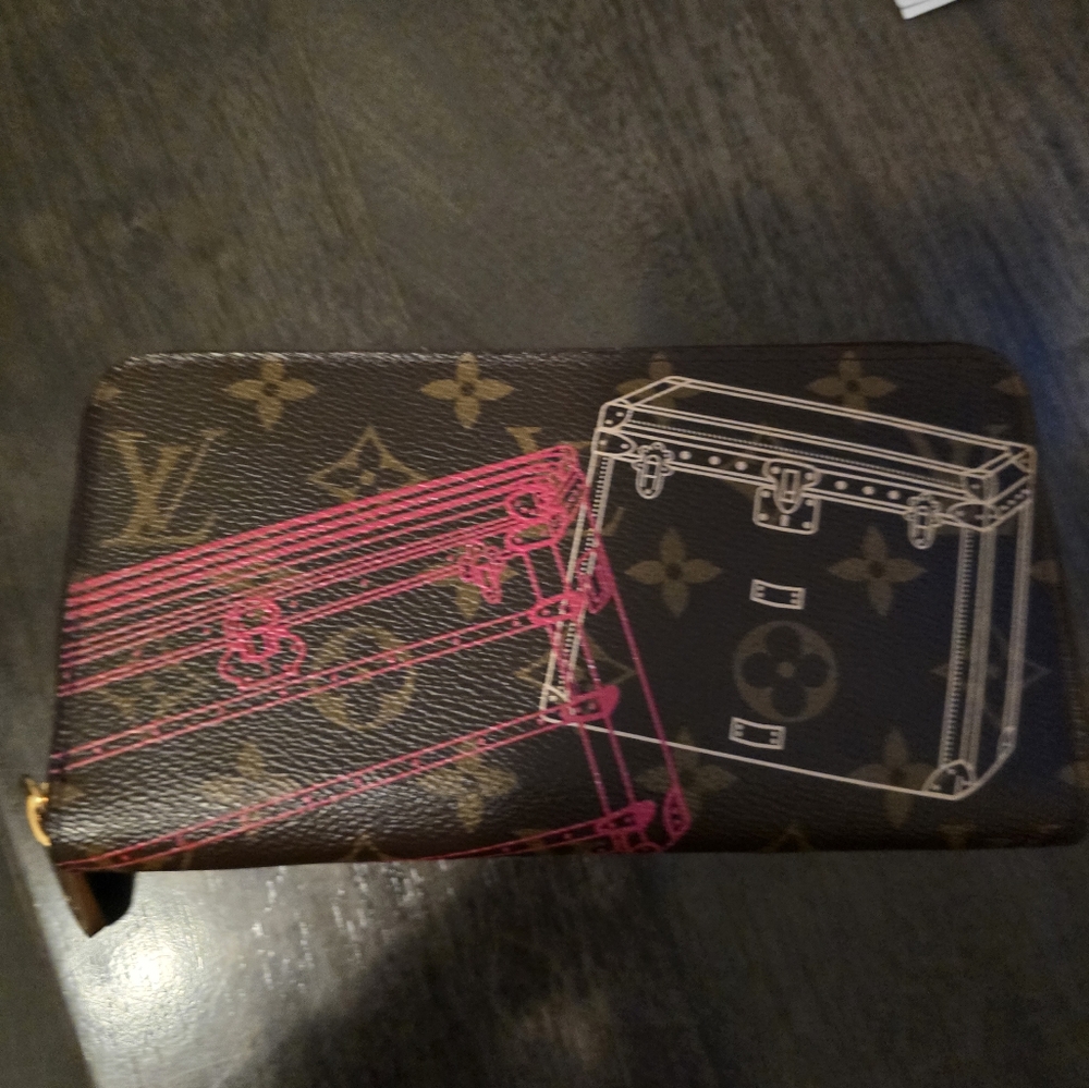 Limited Edition Louis Vuitton Monogram Wallet with Pink and White Accents.